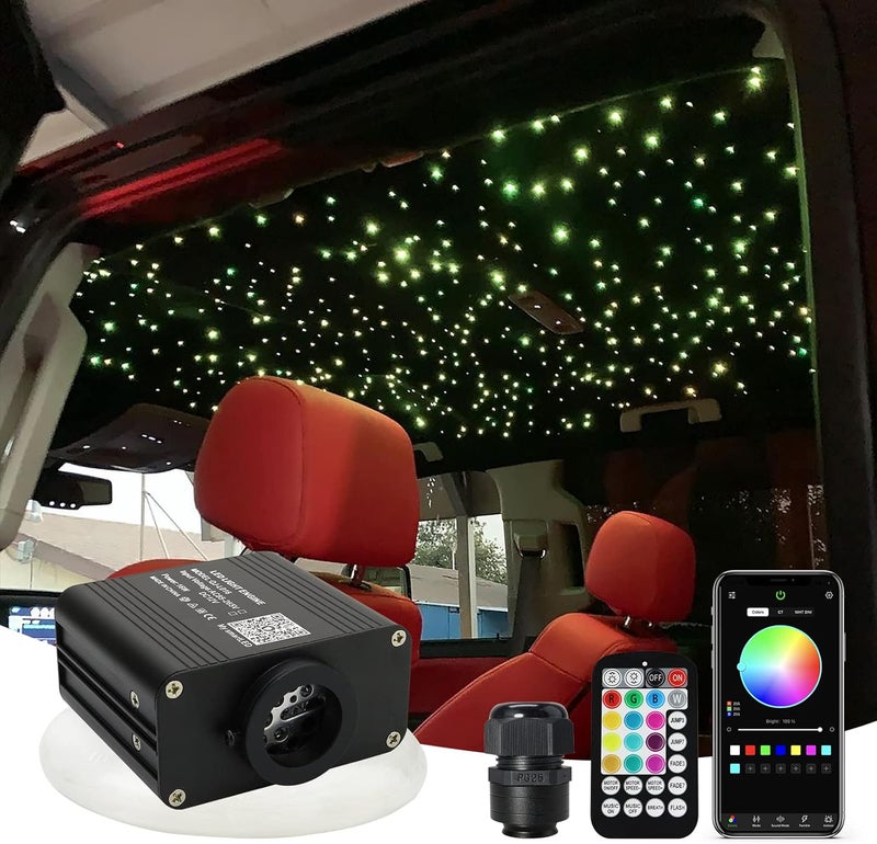 Amki RGBW 16W Starlight Headliner Kits 550pcs*0.03in*9.8ft Cables Twinkle + Music Mode APP Remote Sound Control Fiber Optic Light for Car Home Star Ceiling Light Kit - Image 1